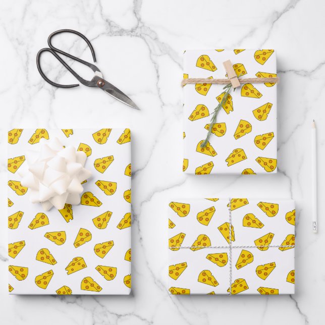 Cute Cheese Pattern Wrapping Paper Sheet (Front)
