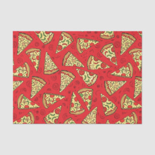 Cute Cheese Pizza Slices Red Pattern Tissue Paper