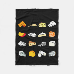 Cute Cheese Types Funny Dairy Food Lover  Fleece Blanket
