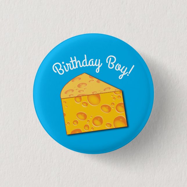 Cute Cheese Wedge Kids 1st Birthday Party 3 Cm Round Badge (Front)
