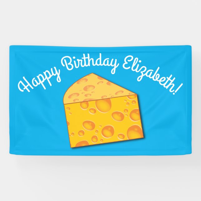 Cute Cheese Wedge Kids 1st Birthday Party Banner (Horizontal)