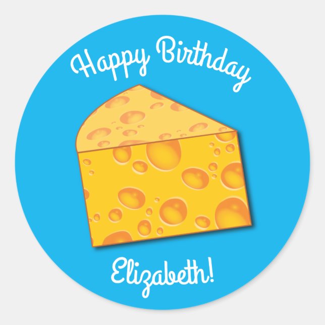 Cute Cheese Wedge Kids 1st Birthday Party Classic Round Sticker (Front)