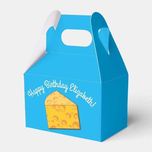 Cute Cheese Wedge Kids 1st Birthday Party Favour Box (Front Side)