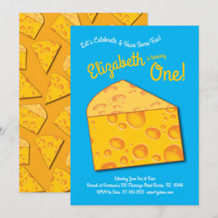 Cute Cheese Wedge Kids 1st Birthday Party Invitation