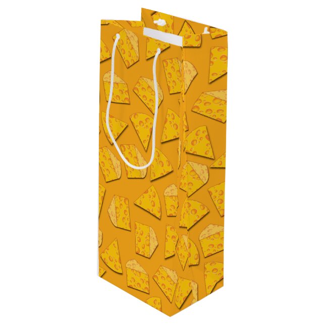 Cute Cheese Wedge Kids 1st Birthday Party Wine Gift Bag (Front Angled)