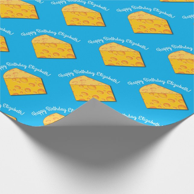Cute Cheese Wedge Kids 1st Birthday Party Wrapping Paper (Corner)