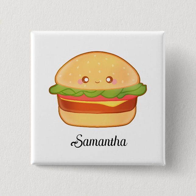 Cute Cheeseburger 15 Cm Square Badge (Front)