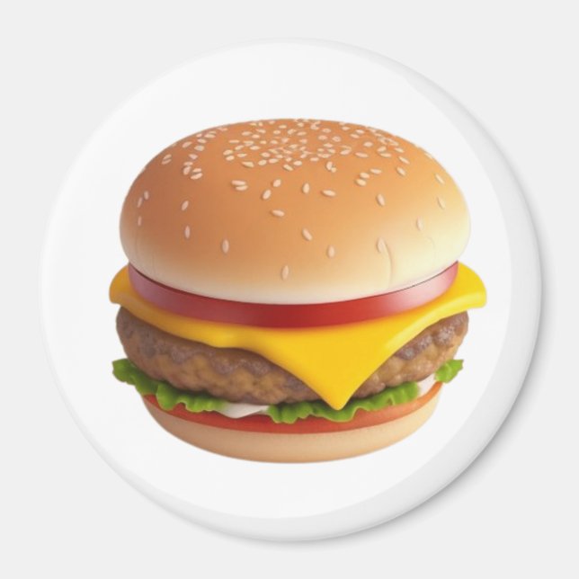 Cute Cheeseburger Cartoon Magnet (Front)