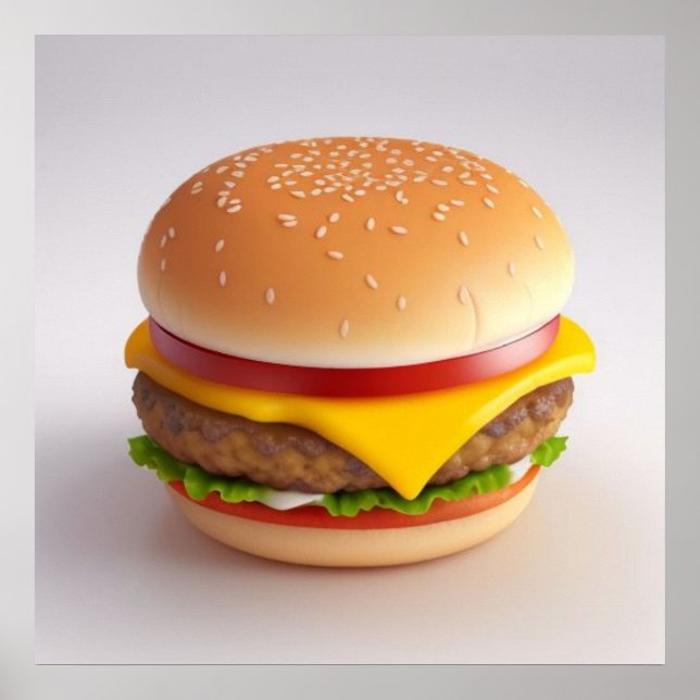 Cute Cheeseburger Drawing Poster (Front)