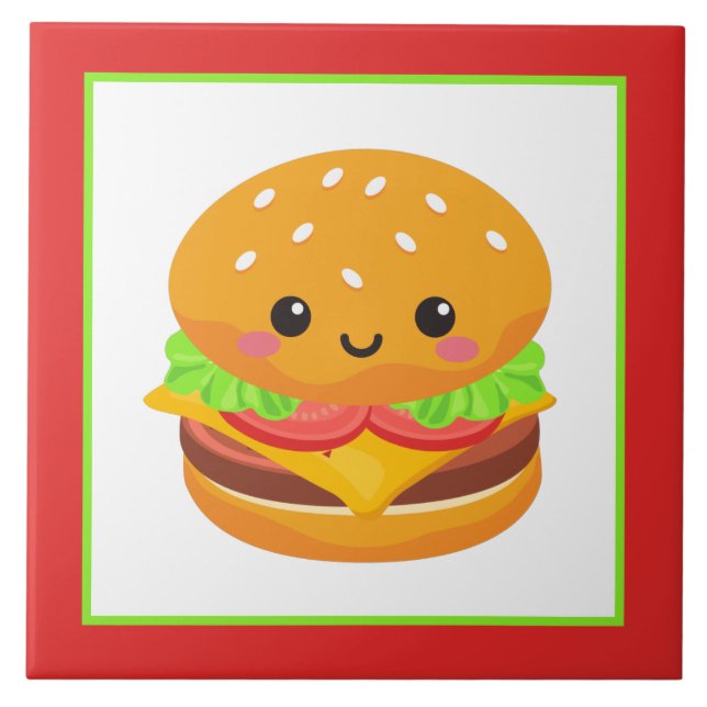 Cute cheeseburger home business crafting  tile (Front)