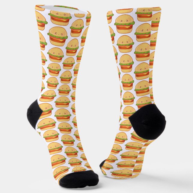 Cute Cheeseburger Socks (Angled)