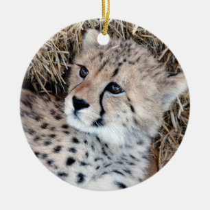 Cute Cheetah Cub Photo Ceramic Tree Decoration