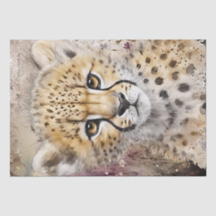 Cute Cheetah Cub Wild Cat Watercolor Tissue Paper