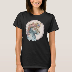 Cute Cheetah Flower Crown Floral Watercolor Animal T-Shirt