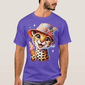 Cute cheetah leopard ice cream summer vibes T-Shirt