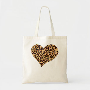 Cute Cheetah Leopard Print Heart Tote Bag