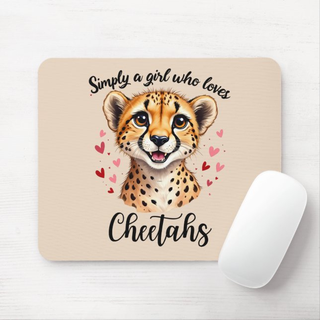 Cute Cheetah Lover Wildlife Art with Heart Accents Mouse Mat (With Mouse)