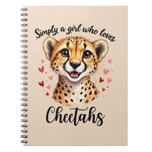 Cute Cheetah Lover Wildlife Art with Heart Accents Notebook