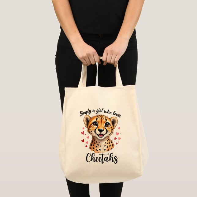 Cute Cheetah Lover Wildlife Art with Heart Accents Tote Bag (Front (Product))