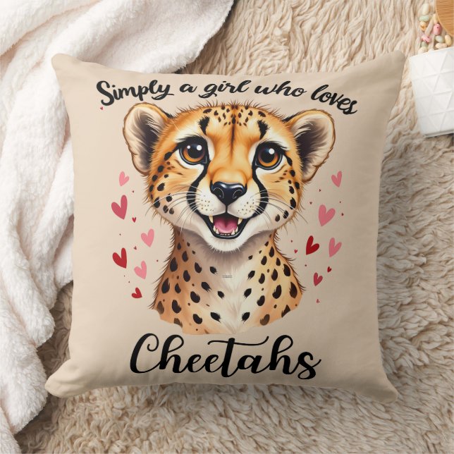 Cute Cheetah Safari Heart Wildlife Decor Cushion (Blanket)
