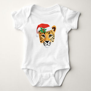 Cute Cheetah Safari Santa Christmas Costume Squad Baby Bodysuit