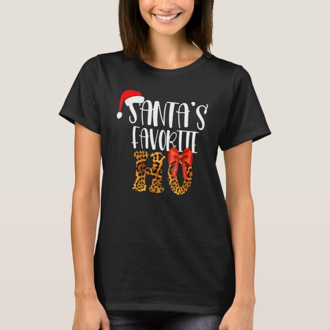 Cute Cheetah Santa's Favorite Ho Christmas  Women T-Shirt (Front)
