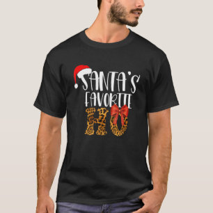 Cute Cheetah Santa's Favourite Ho Christmas Girls T-Shirt