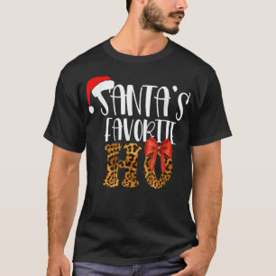 Cute Cheetah Santa's Favourite Ho Christmas Girls T-Shirt