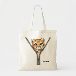 Cute Cheetah Zipper Tote Bag