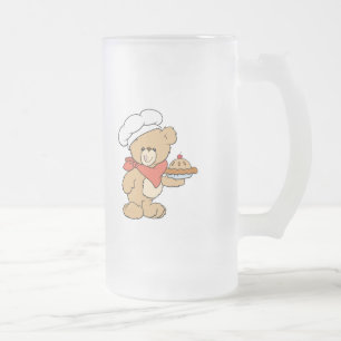 Cute Chef Baker Bear Frosted Glass Beer Mug