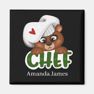 Cute chef bear add name magnet
