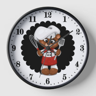 Cute chef bear lovers kitchen  clock