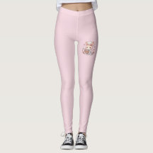 Cute Chef Bunny Light Pink Leggings