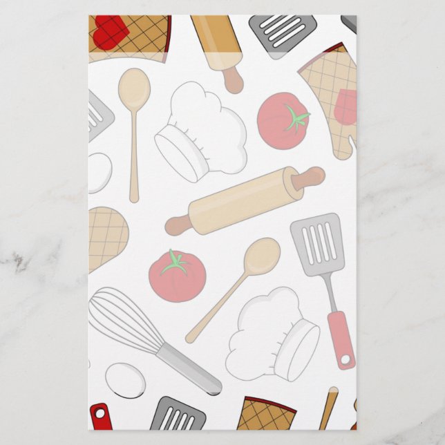 Cute Chef / Cook Love Pattern Stationery (Front)