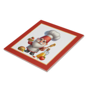 Cute chef cook lovers kitchen gnome  tile