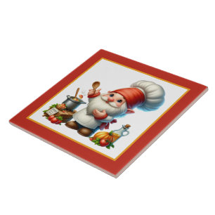 Cute chef cook lovers kitchen gnome tile