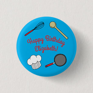 Cute Chef Cooking Kids 1st Birthday Party 3 Cm Round Badge