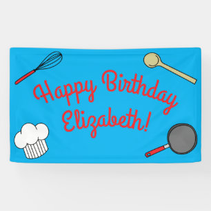 Cute Chef Cooking Kids 1st Birthday Party Banner