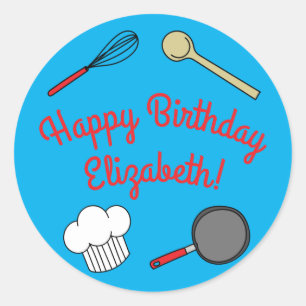 Cute Chef Cooking Kids 1st Birthday Party Classic Round Sticker
