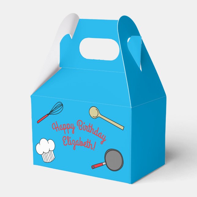 Cute Chef Cooking Kids 1st Birthday Party Favour Box (Front Side)