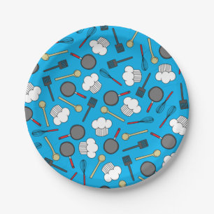 Cute Chef Cooking Kids 1st Birthday Party Paper Plate