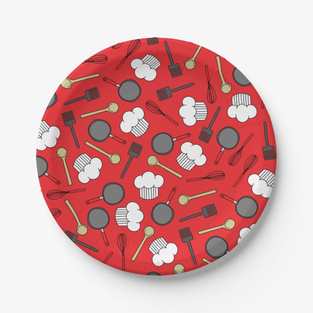 Cute Chef Cooking Kids 1st Birthday Party Paper Plate (Front)