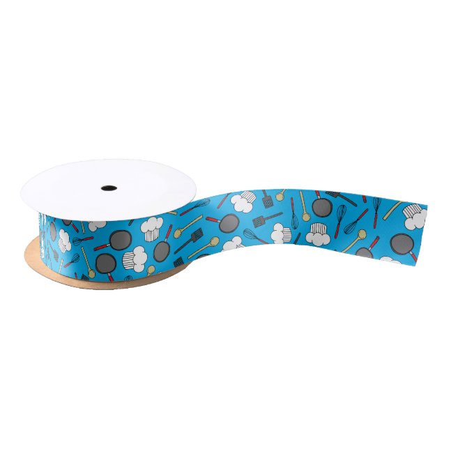 Cute Chef Cooking Kids 1st Birthday Party Satin Ribbon (Spool)