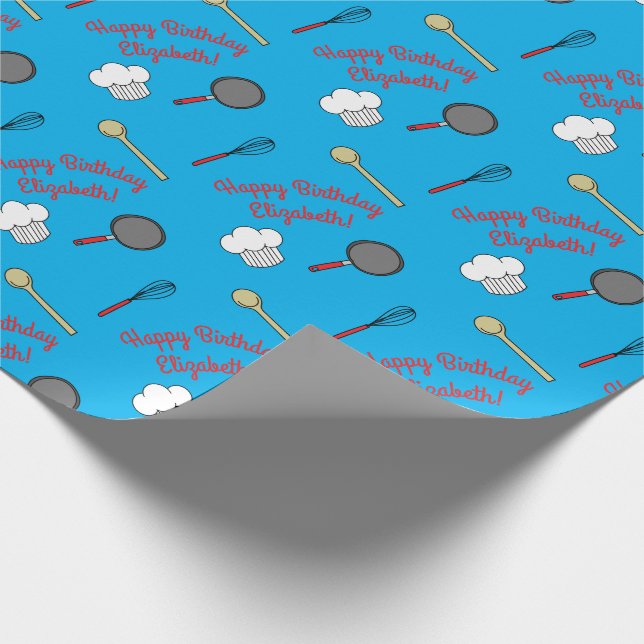 Cute Chef Cooking Kids 1st Birthday Party Wrapping Paper (Corner)