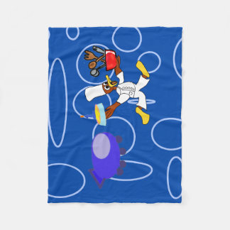 Cute Chef Ducky Kazoo Blue Circles Fleece Blanket