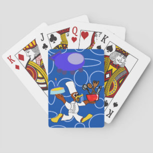 Cute Chef Ducky Kazoo Blue Circles Playing Cards