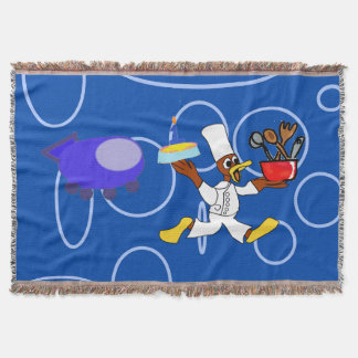 Cute Chef Ducky Kazoo Blue Circles Throw Blanket