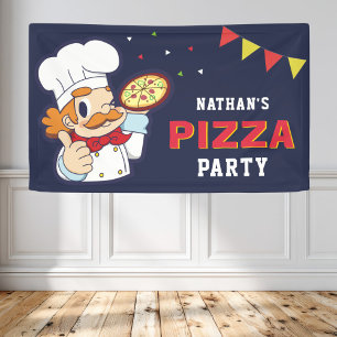 Cute Chef Kids Pizza Birthday Party Banner