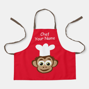 Cute chef monkey cartoon kitchen apron for kids