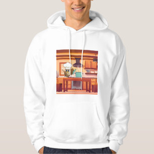 Cute Chef Owl Cooking in Kitchen Hoodie